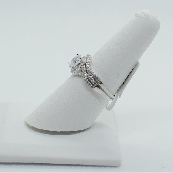 .925 Sterling Silver Prong Wedding Ring Set - Picture 3 of 4